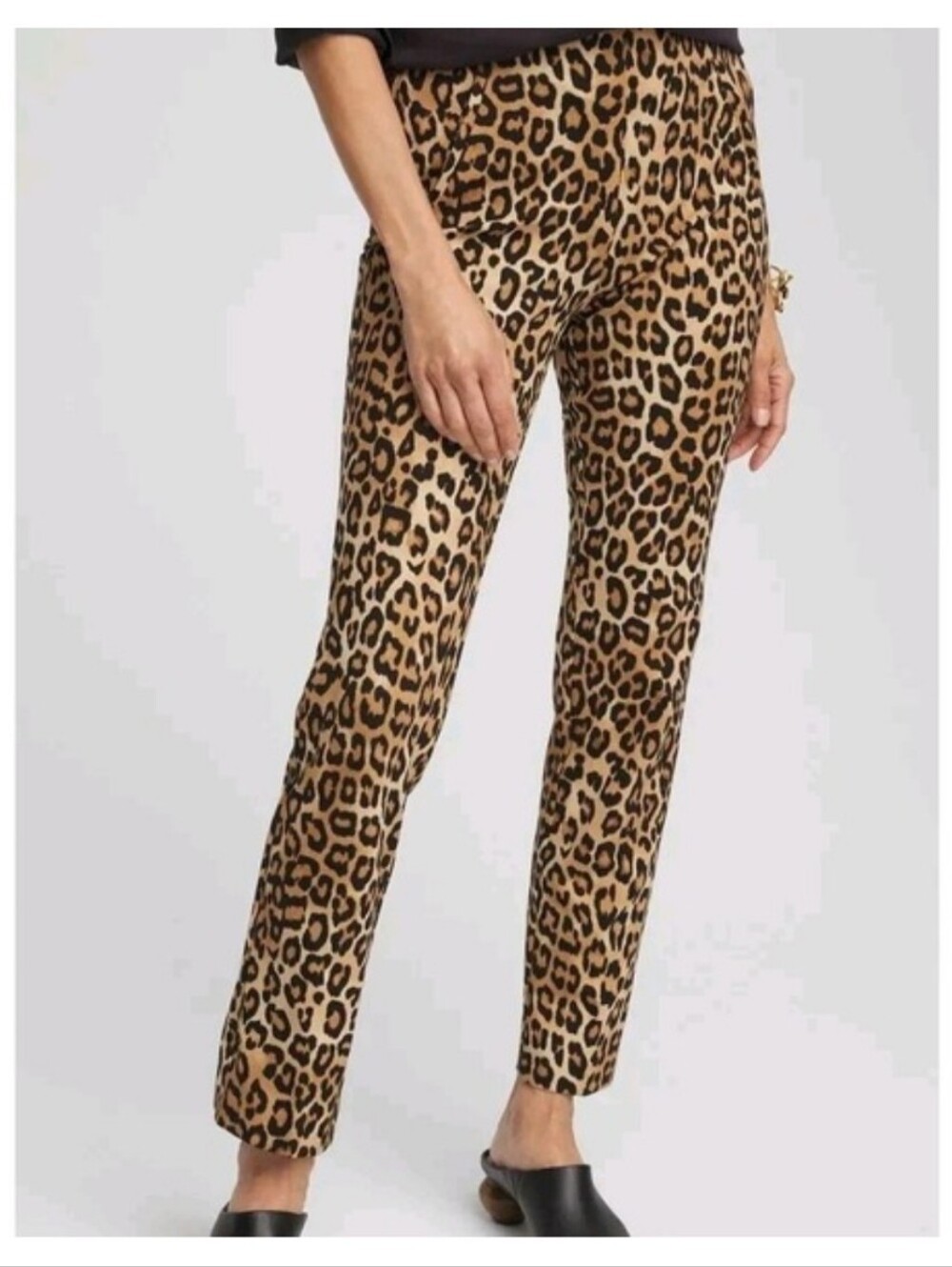 Chico's Leopard Print Straight-Leg Pants - Brown/Tan Chicos Size 2.5